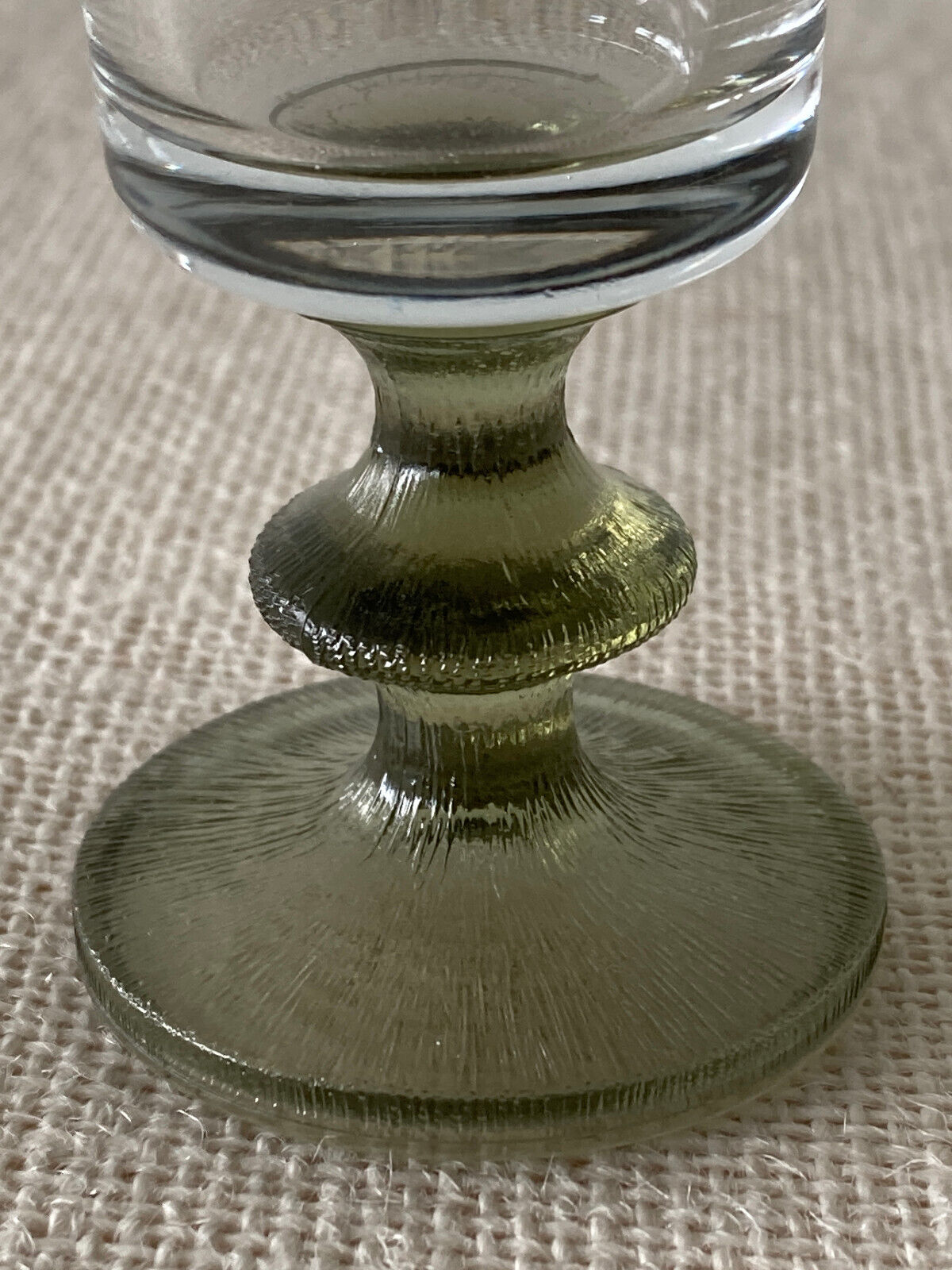 Italian Cocktail Glasses with Green Stems, Etched Dots & Silver Rims