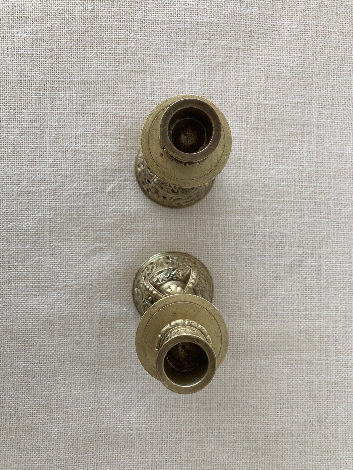 Antique 19th Century Gothic Brass Church Altar Candlesticks