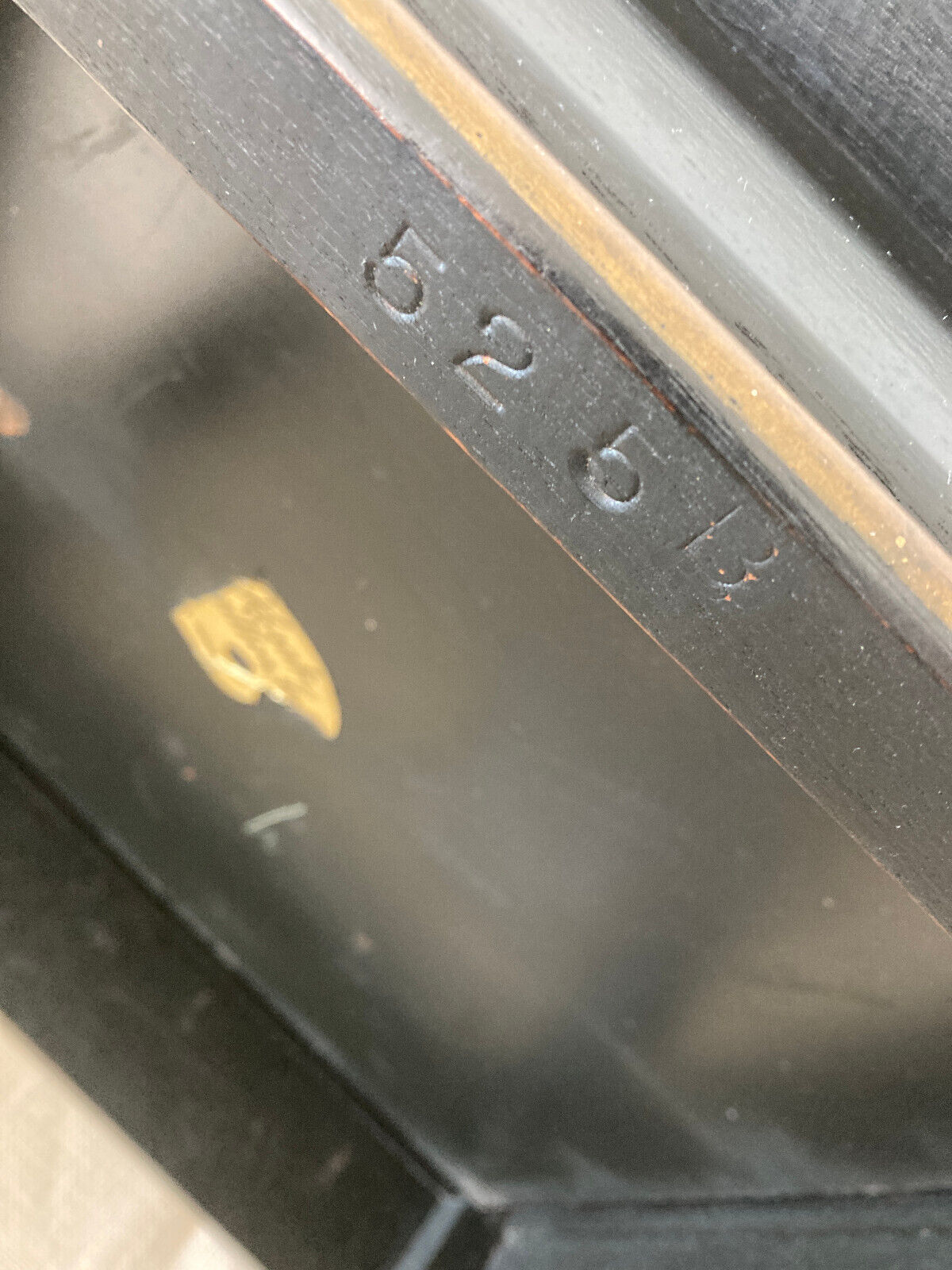 Black & Gold Chinoiserie Painted Distressed Low Side Table by Kozak Studios