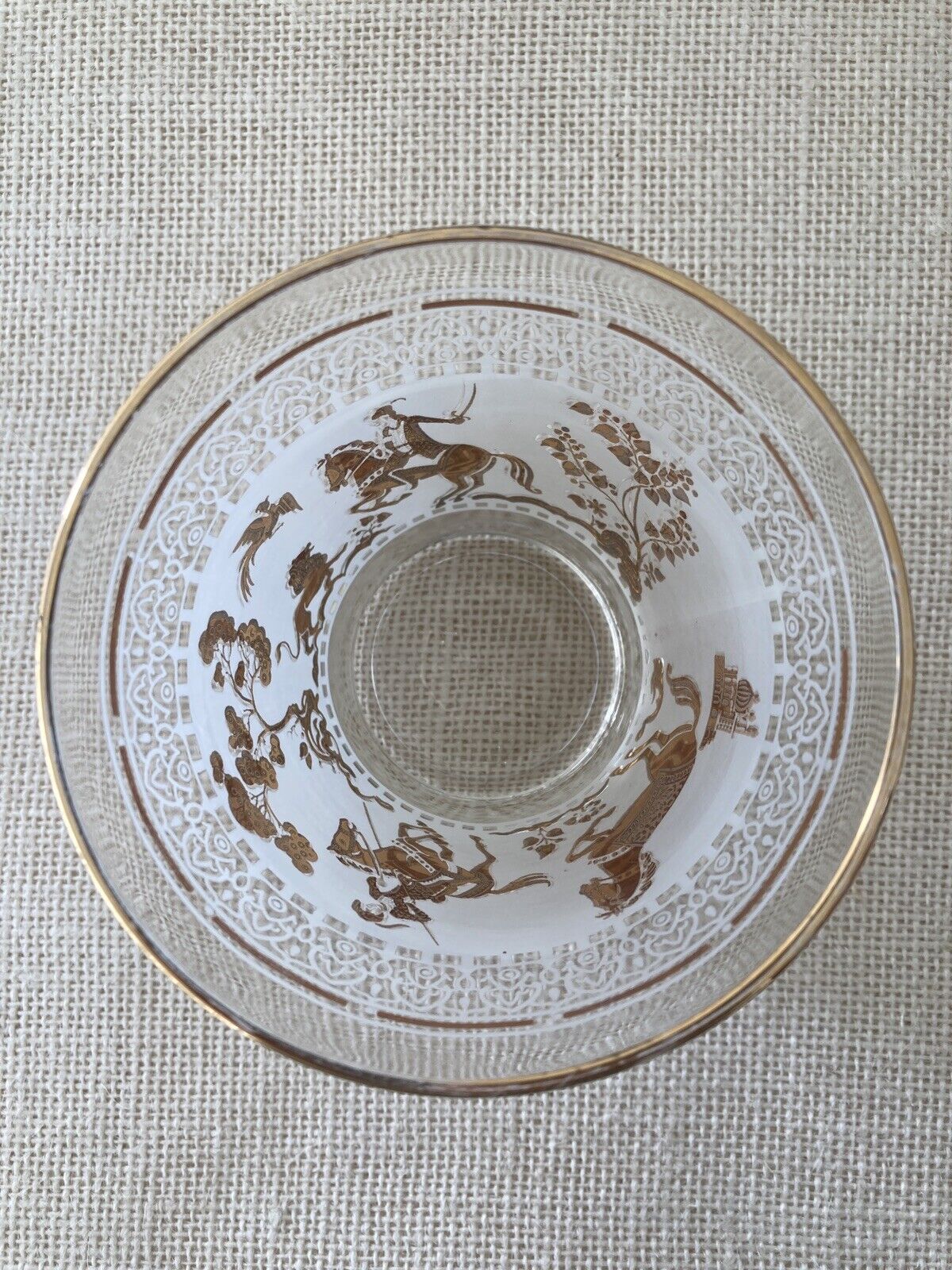 Mid century Hazel Atlas Gold Arabian Knights Cocktail Glasses, set of 14