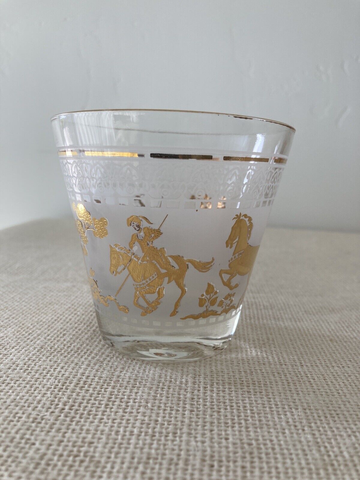 Mid century Hazel Atlas Gold Arabian Knights Cocktail Glasses, set of 14