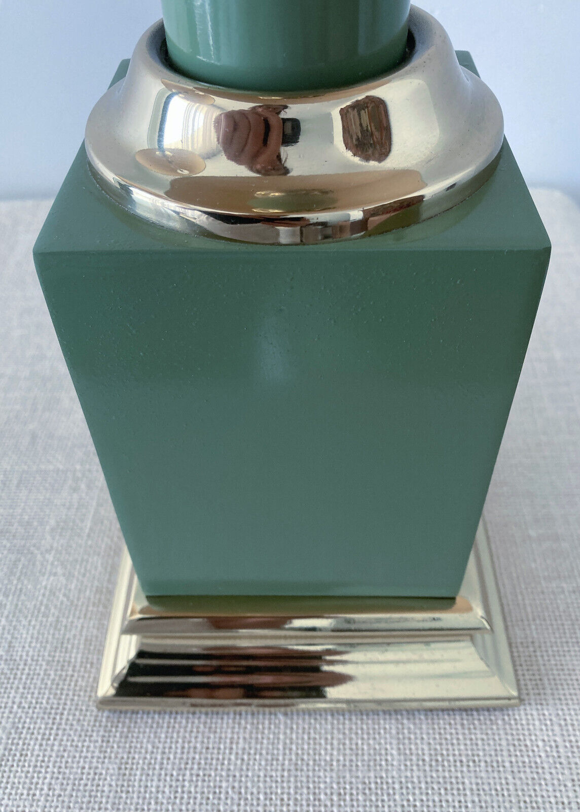 Brass Sage Green Column Lamps by Tyndale for Frederick Cooper