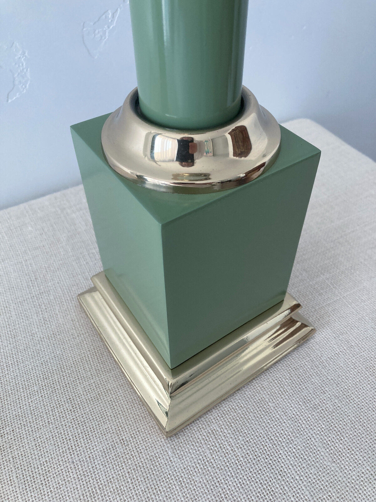 Brass Sage Green Column Lamps by Tyndale for Frederick Cooper