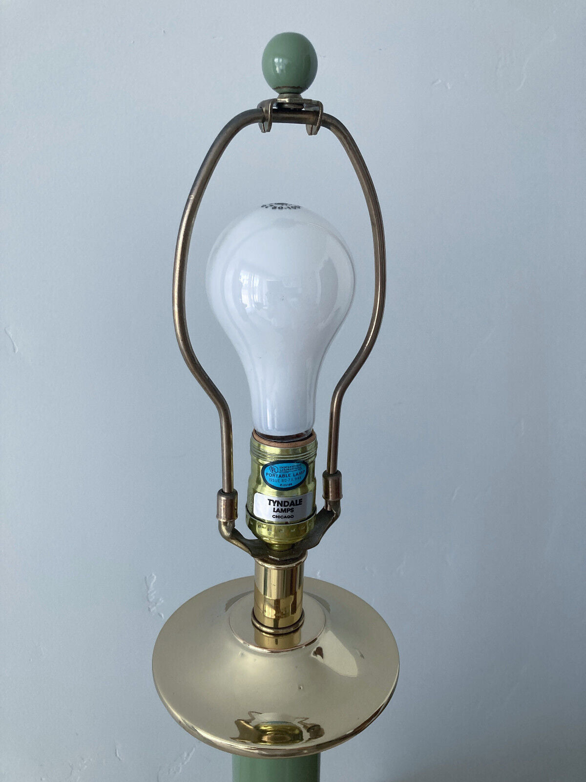 Brass Sage Green Column Lamps by Tyndale for Frederick Cooper