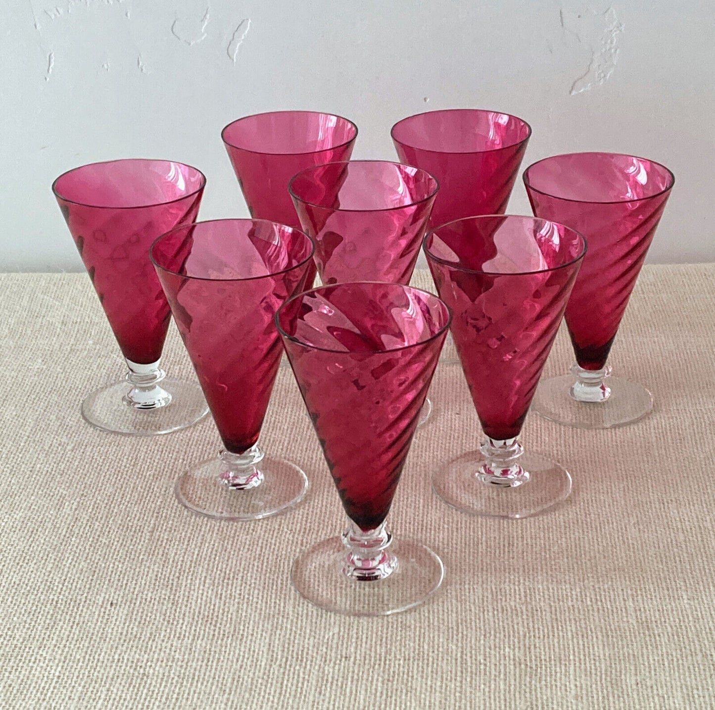THERESIENTHAL Crystal F. SCHMIDT GARDA Rose Swirl Cocktail Glasses (8)