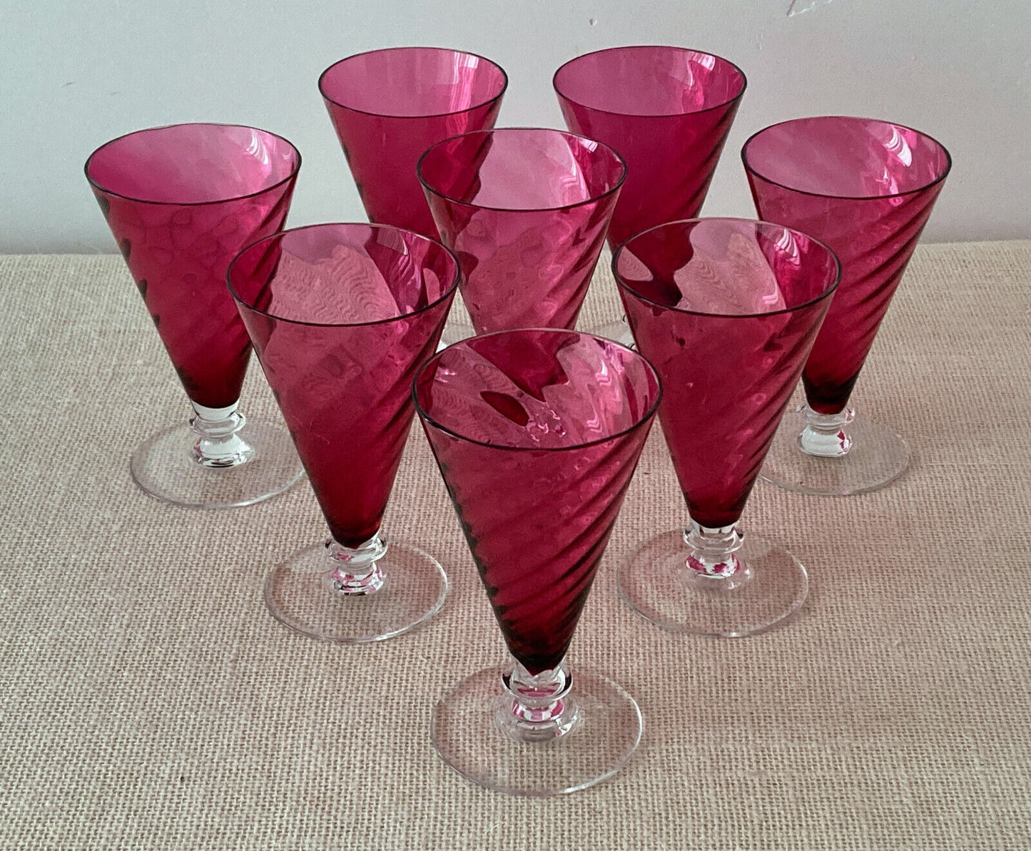 THERESIENTHAL Crystal F. SCHMIDT GARDA Rose Swirl Cocktail Glasses (8)