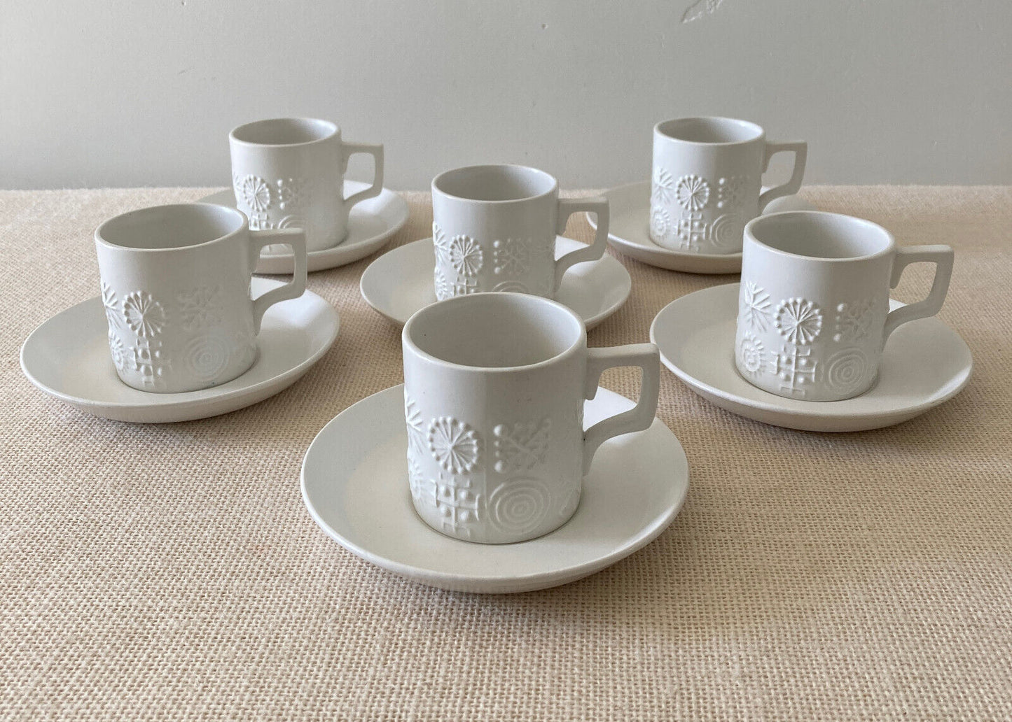 White Portmeirion Totem Demitasse Espresso Set by Susan Williams-Ellis