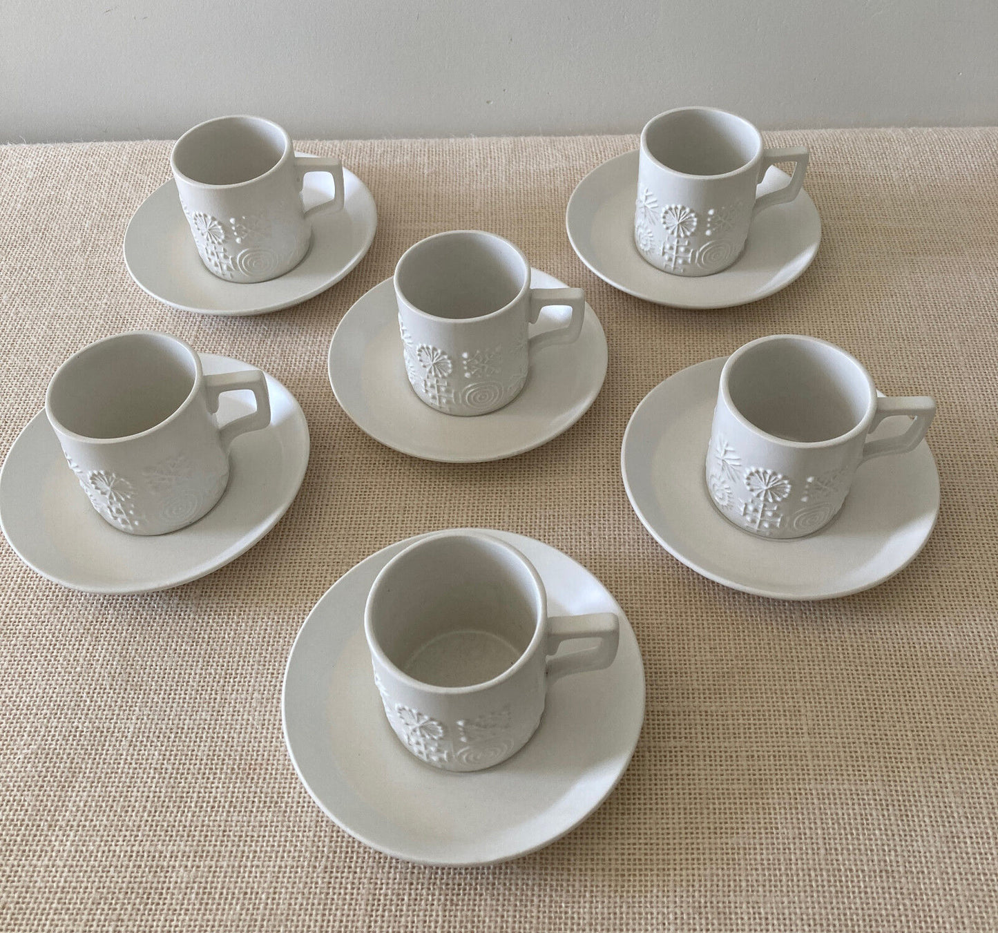 White Portmeirion Totem Demitasse Espresso Set by Susan Williams-Ellis