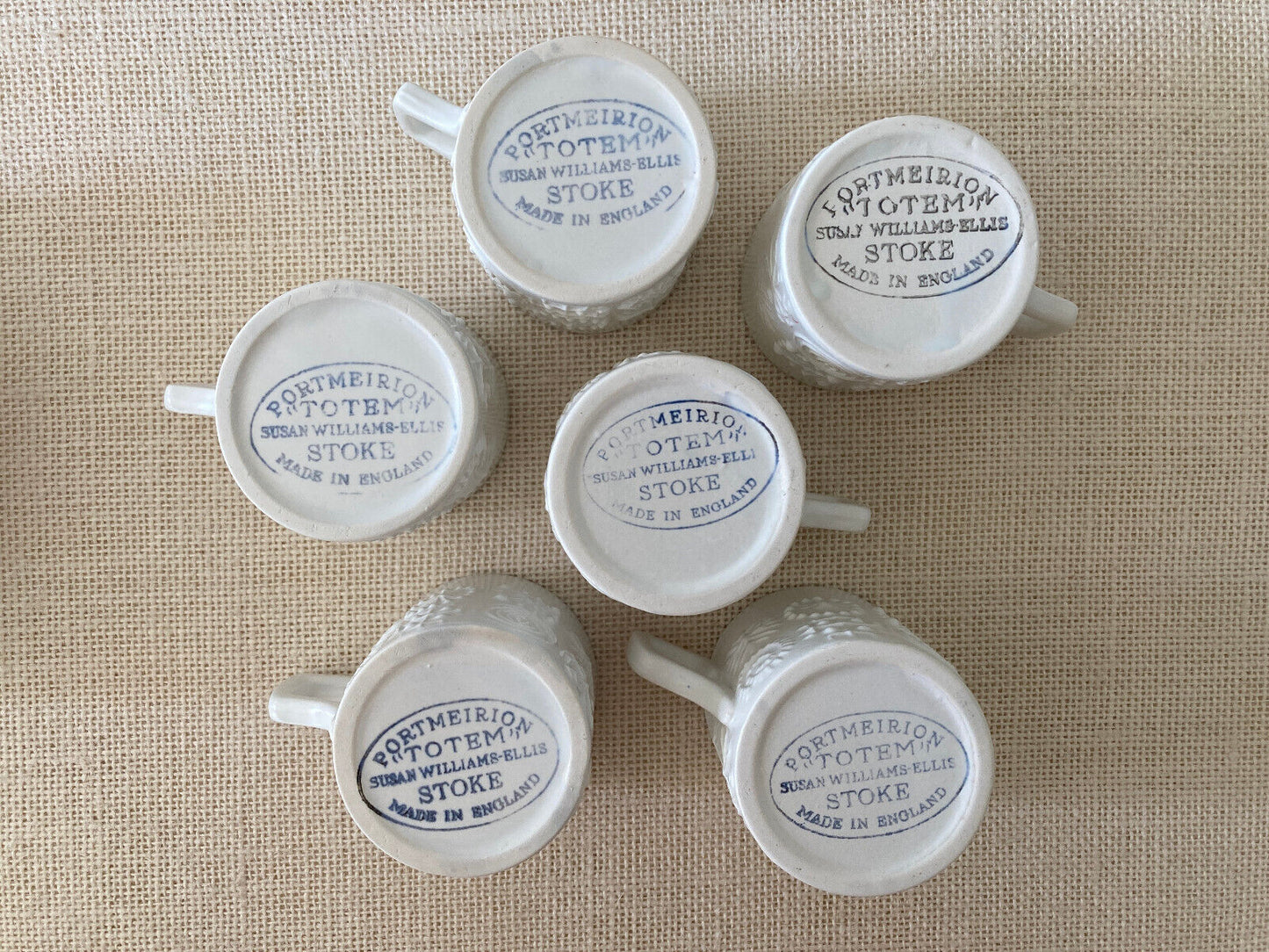 White Portmeirion Totem Demitasse Espresso Set by Susan Williams-Ellis