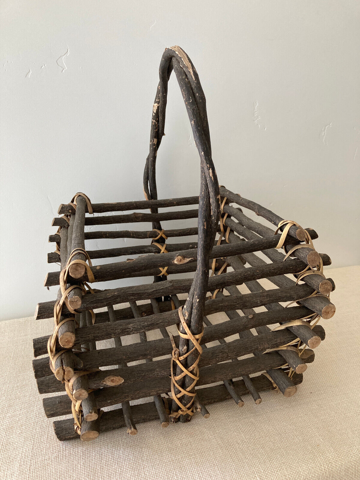 Adirondack Twig Gathering Basket with Handle