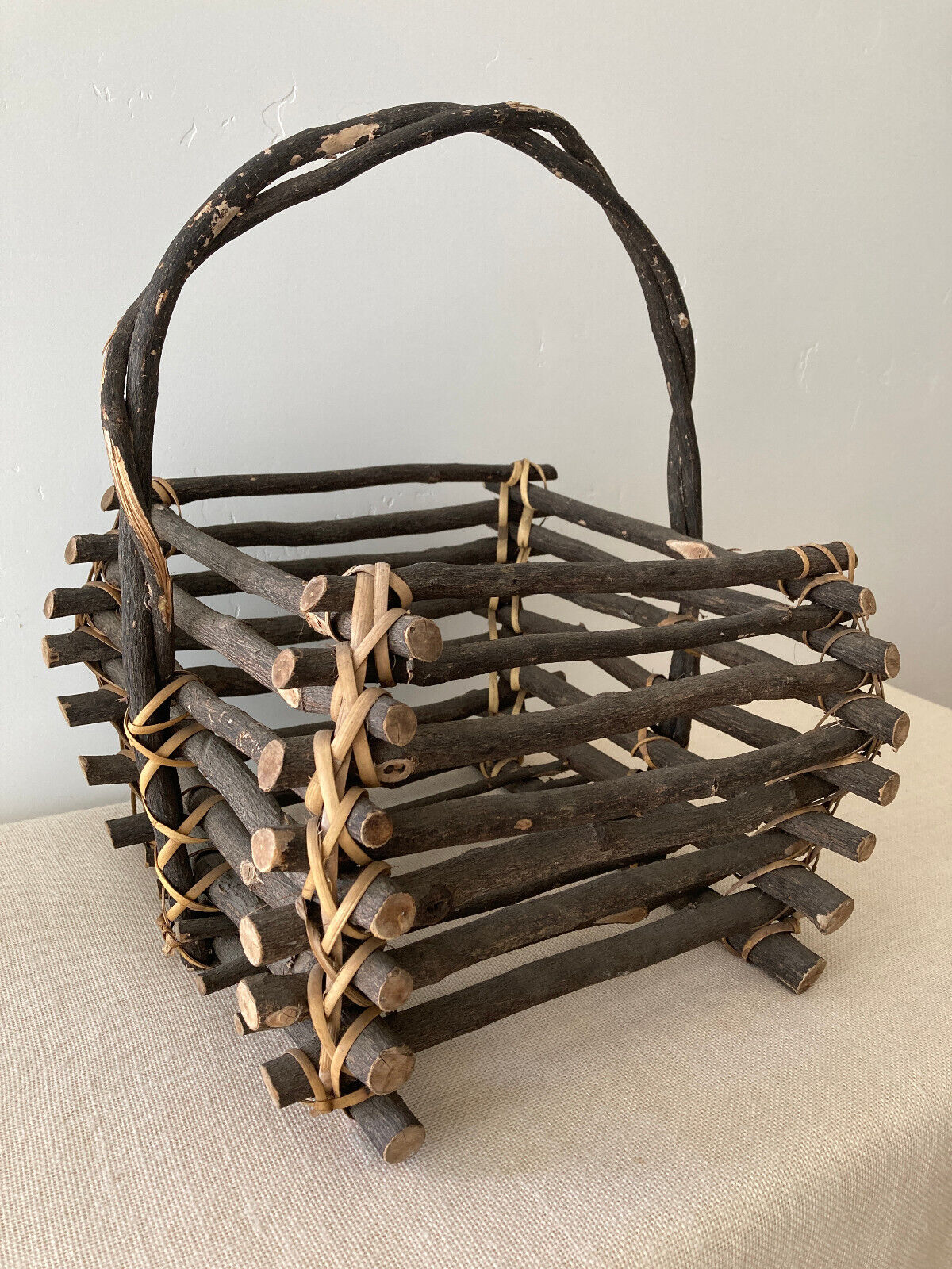 Adirondack Twig Gathering Basket with Handle
