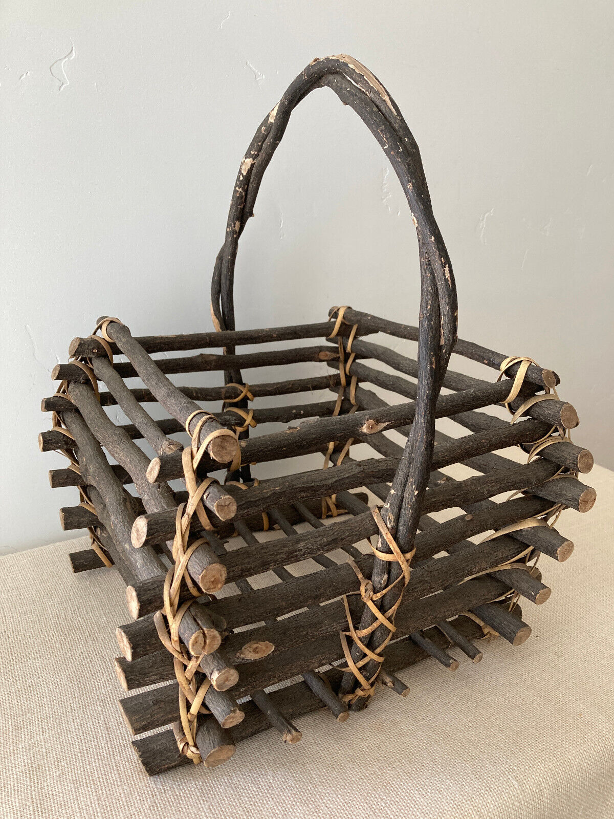 Adirondack Twig Gathering Basket with Handle