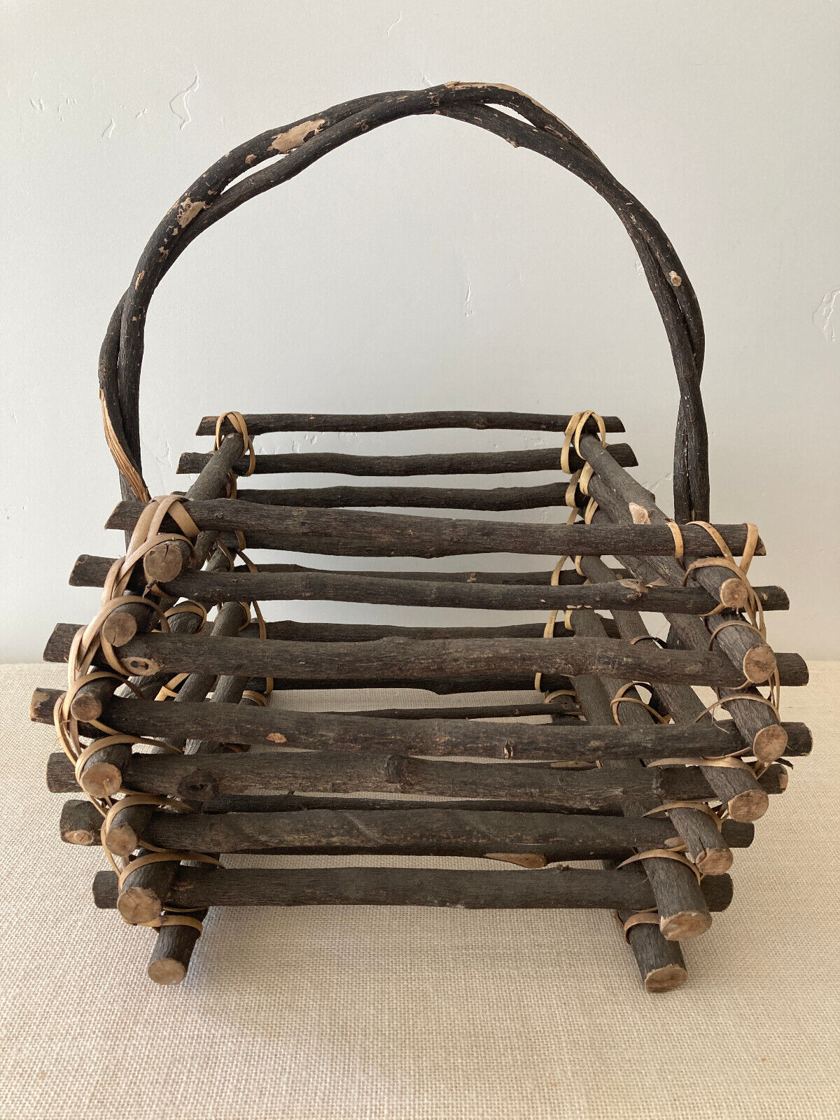 Adirondack Twig Gathering Basket with Handle