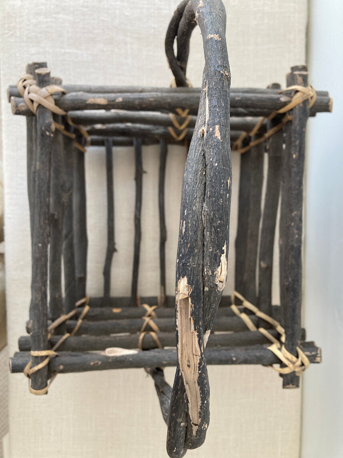 Adirondack Twig Gathering Basket with Handle