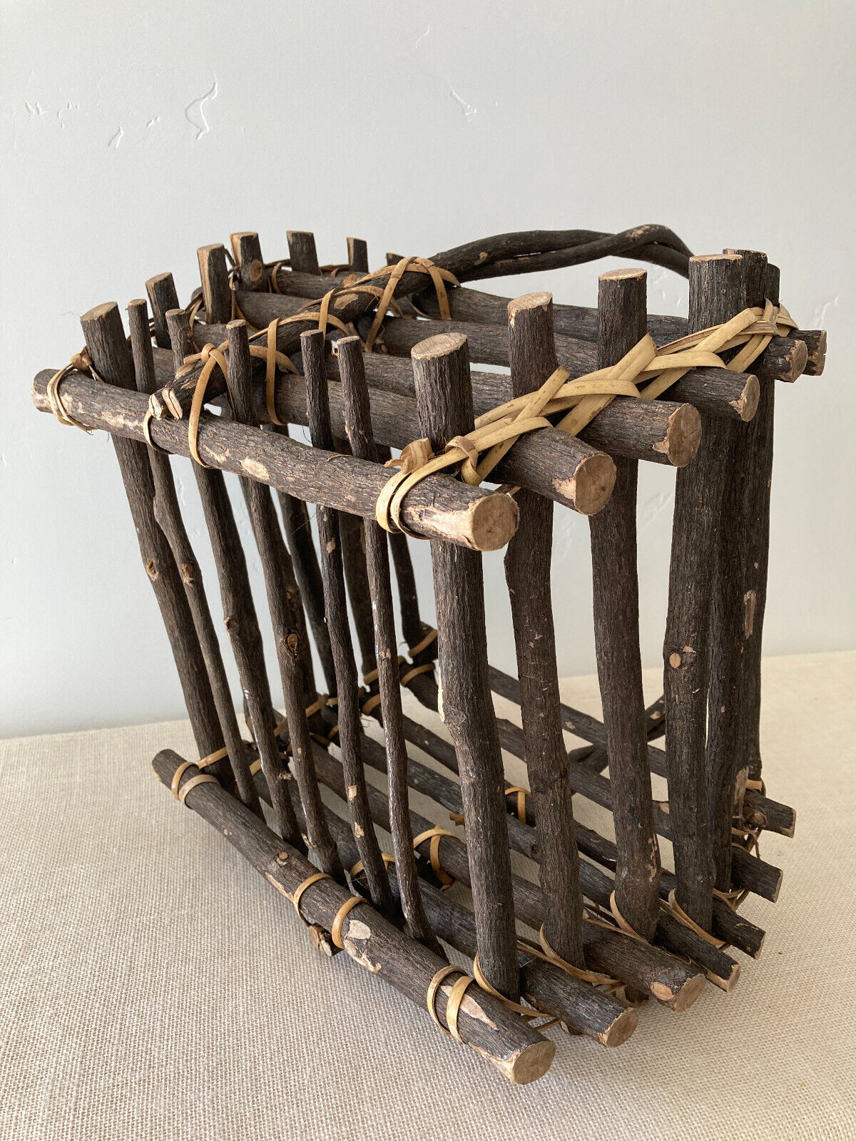 Adirondack Twig Gathering Basket with Handle