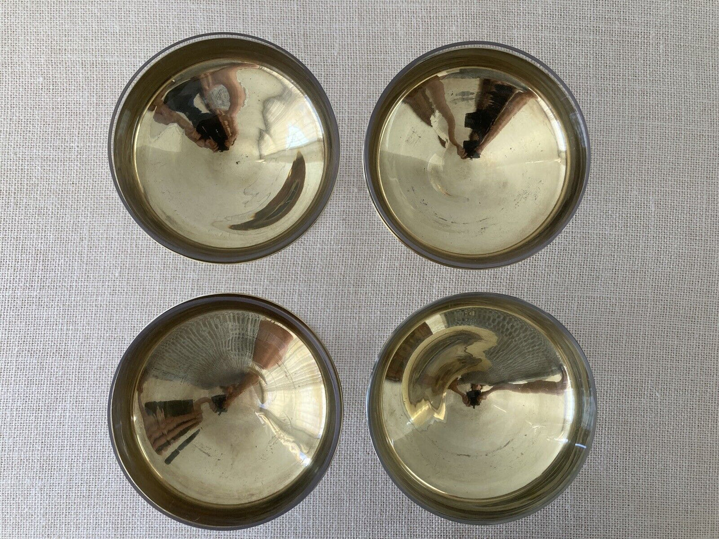 Spanish Silverplate Cocktail Champagne Goblets with Glass Liners (4)