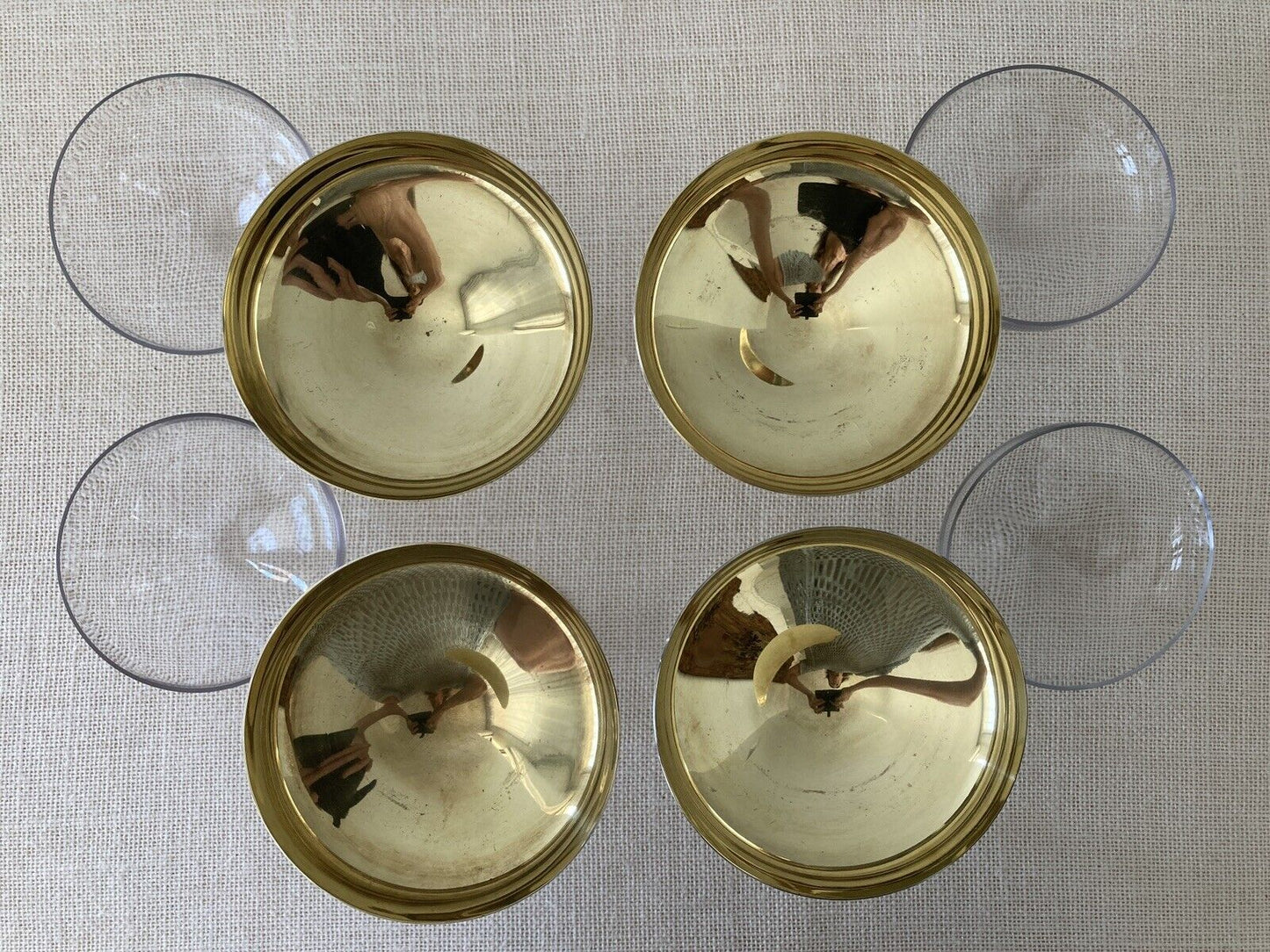 Spanish Silverplate Cocktail Champagne Goblets with Glass Liners (4)