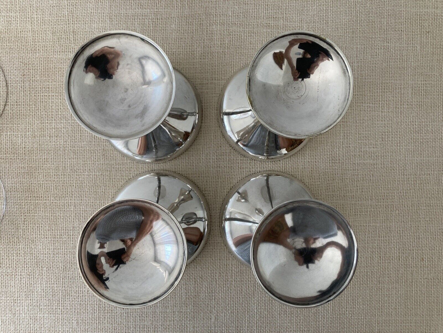 Spanish Silverplate Cocktail Champagne Goblets with Glass Liners (4)