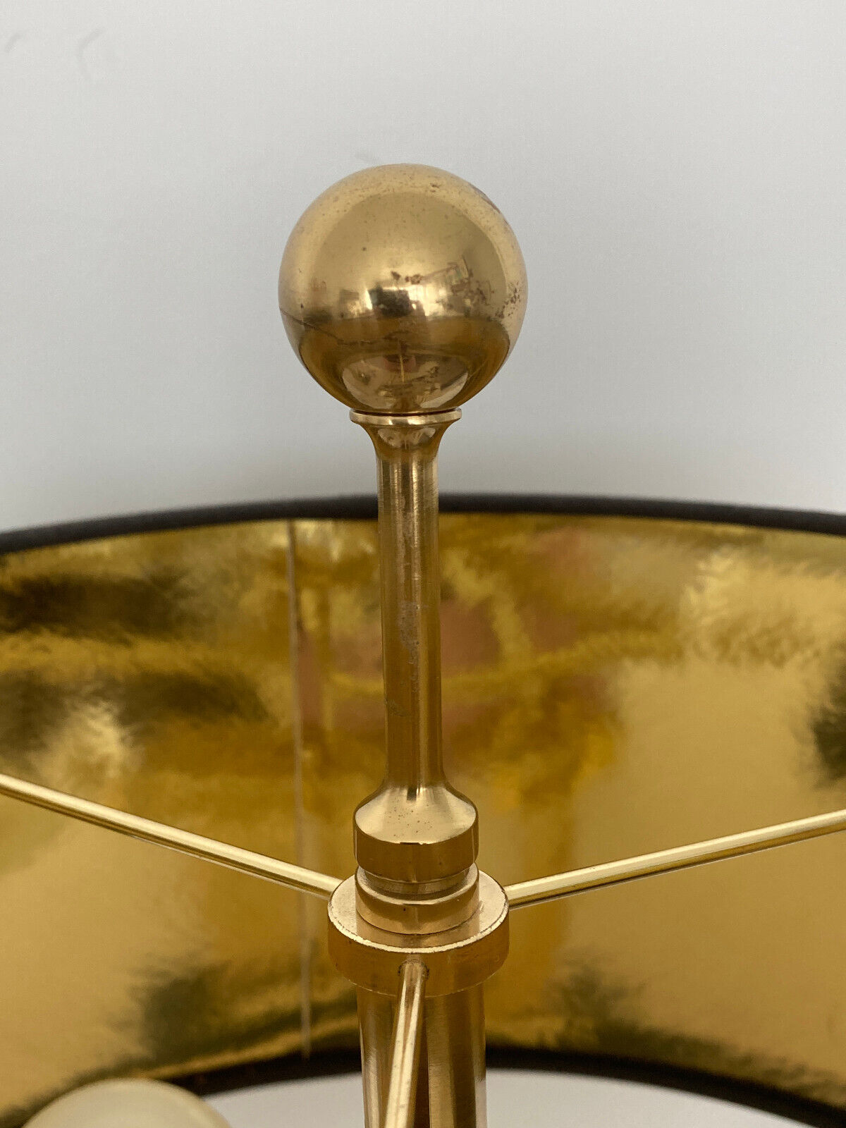 Neoclassical Brass & Black Marble Table Lamps with Original Shades
