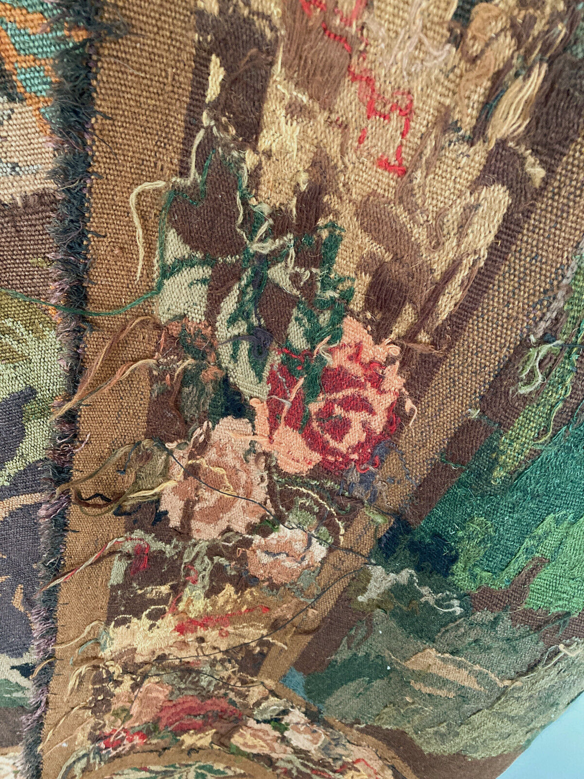 French Verdure Wool Aubusson Tapestry with Pheasants in Forest Scene