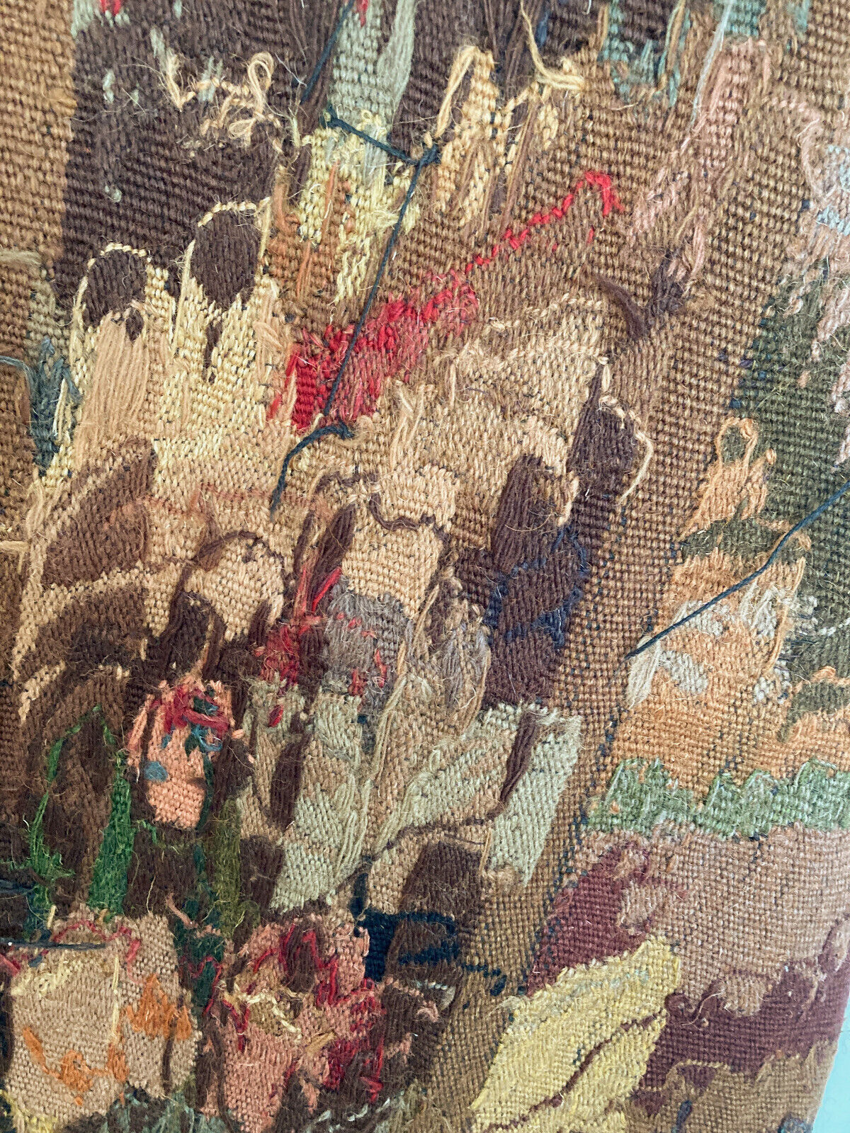 French Verdure Wool Aubusson Tapestry with Pheasants in Forest Scene