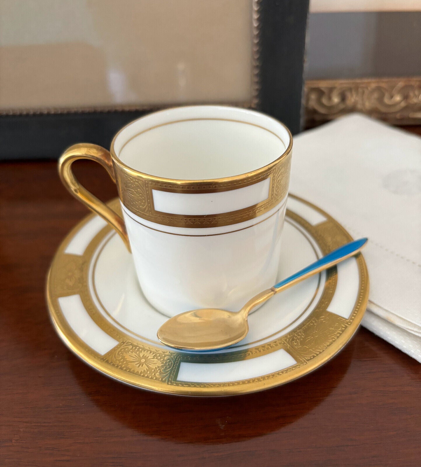 Gilt Sterling Silver Enamel Demitasse Spoons by David Andersen Norway