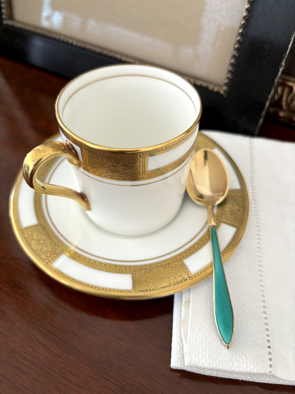 Gilt Sterling Silver Enamel Demitasse Spoons by David Andersen Norway