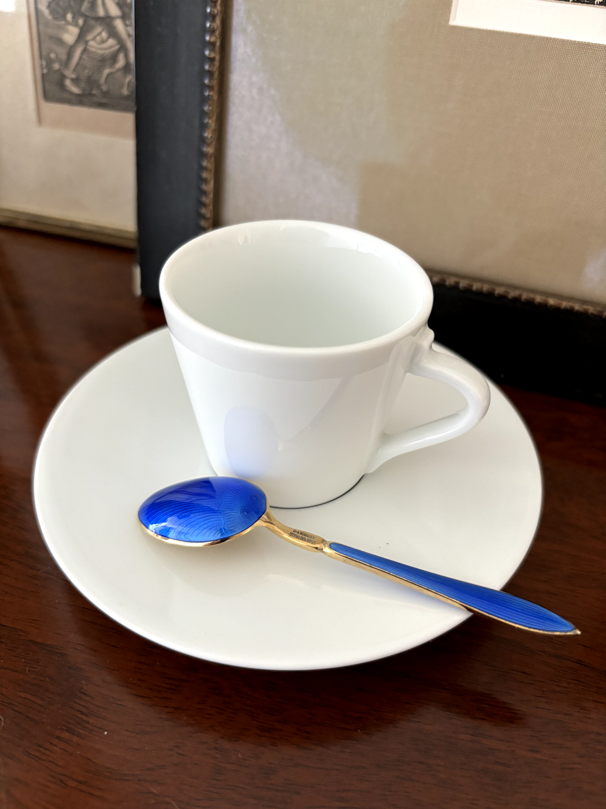 Gilt Sterling Silver Enamel Demitasse Spoons by David Andersen Norway