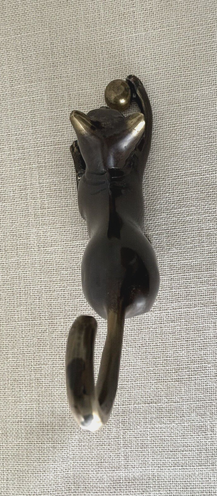 Vintage Art Deco French Brass Bronze Playing House Cat sculpture figurine