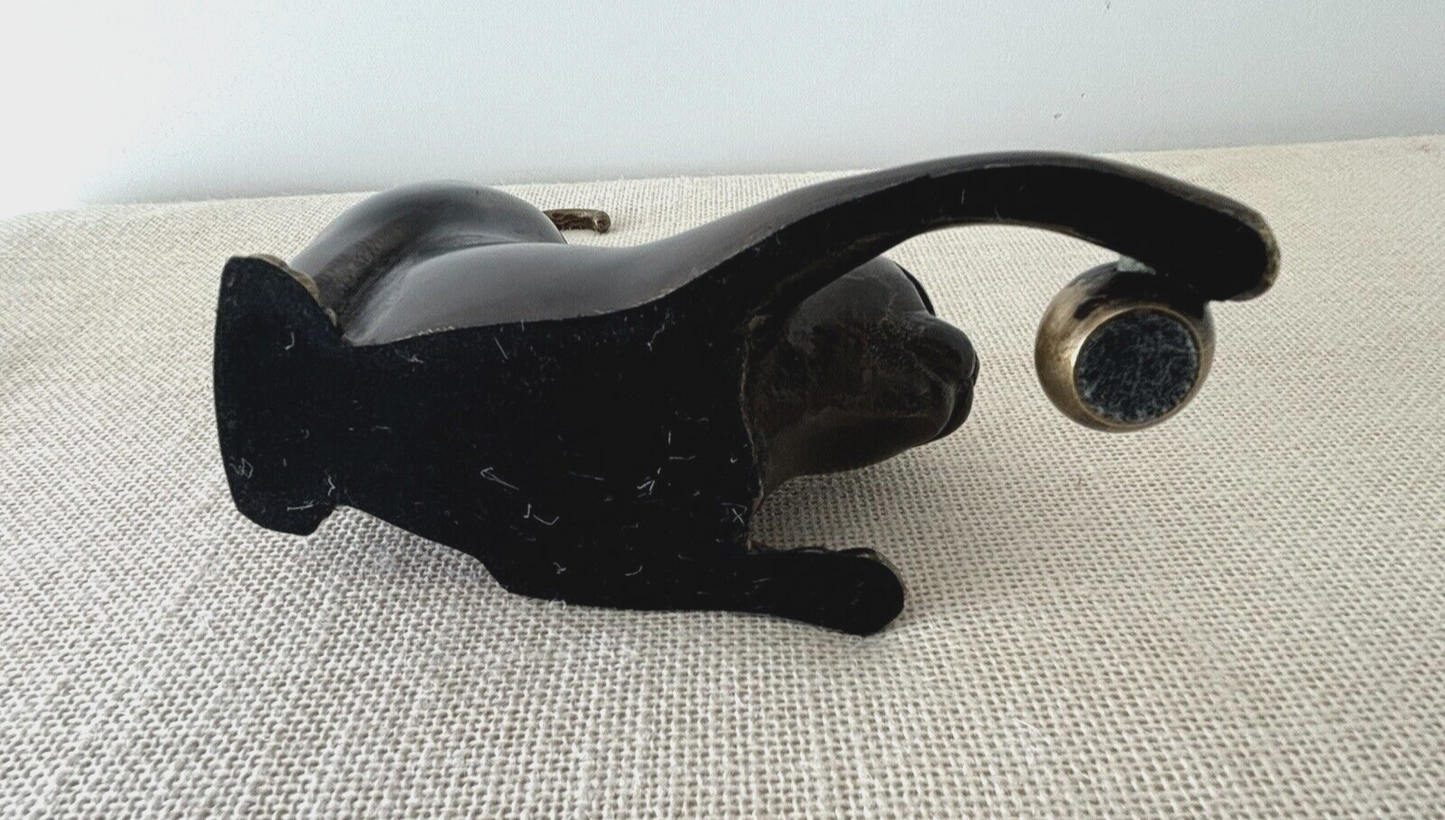 Vintage Art Deco French Brass Bronze Playing House Cat sculpture figurine