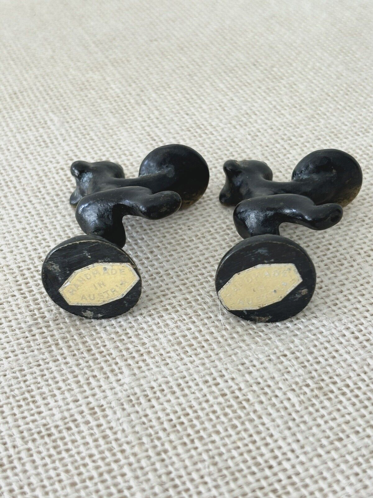 Pair of patinated brass MOUSE Candleholders by Walter Bosse & Hertha Baller