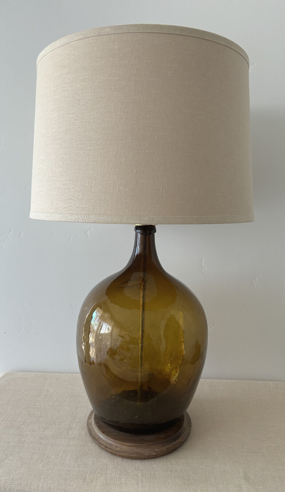 Demijohn or Carboy brown blown glass Lamp