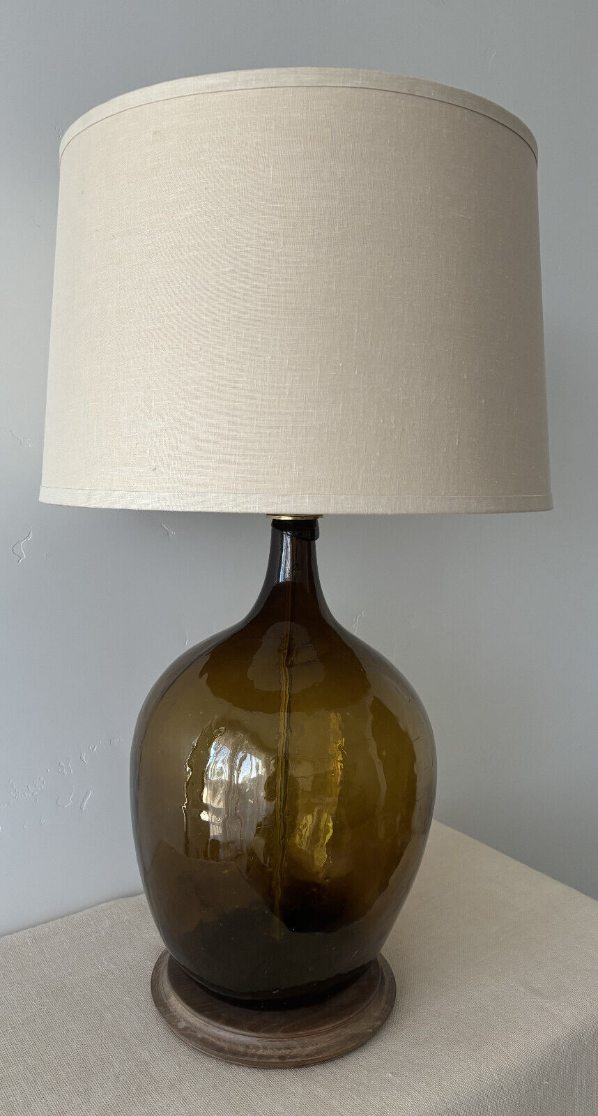 Demijohn or Carboy brown blown glass Lamp