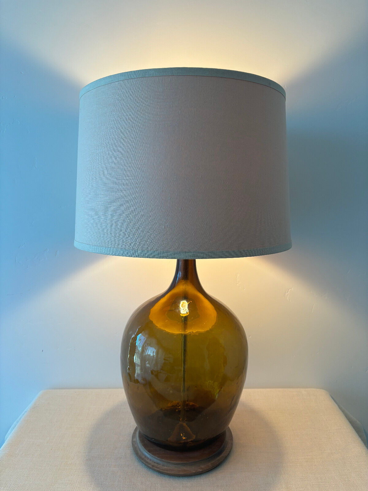 Demijohn or Carboy brown blown glass Lamp