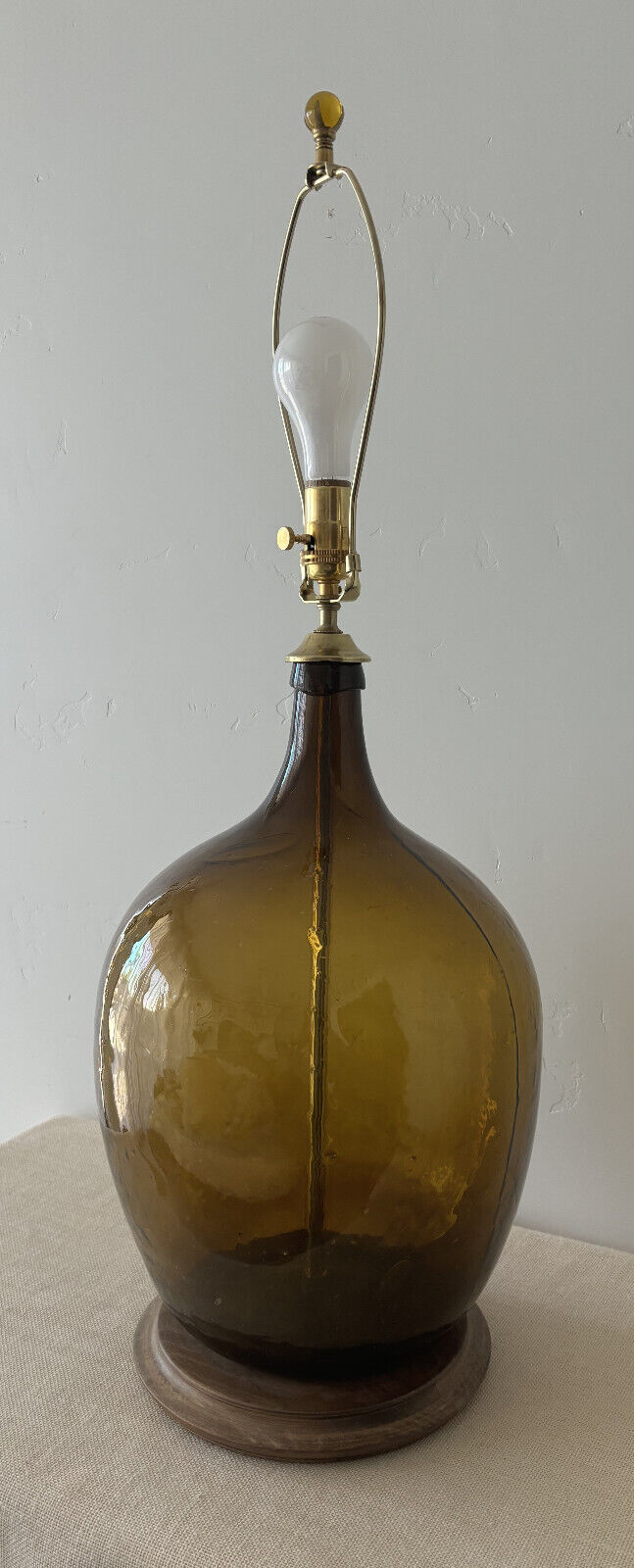 Demijohn or Carboy brown blown glass Lamp