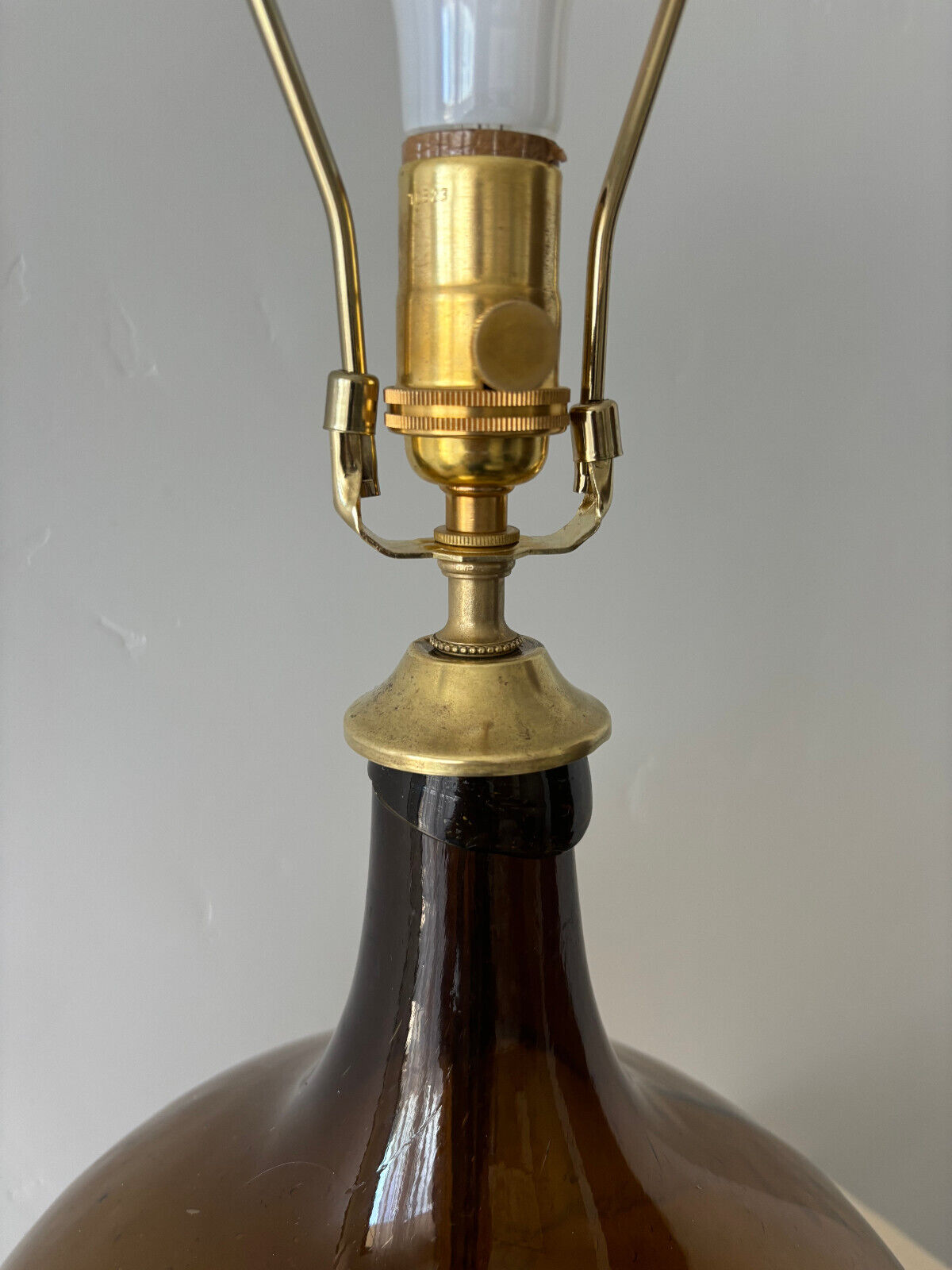 Demijohn or Carboy brown blown glass Lamp