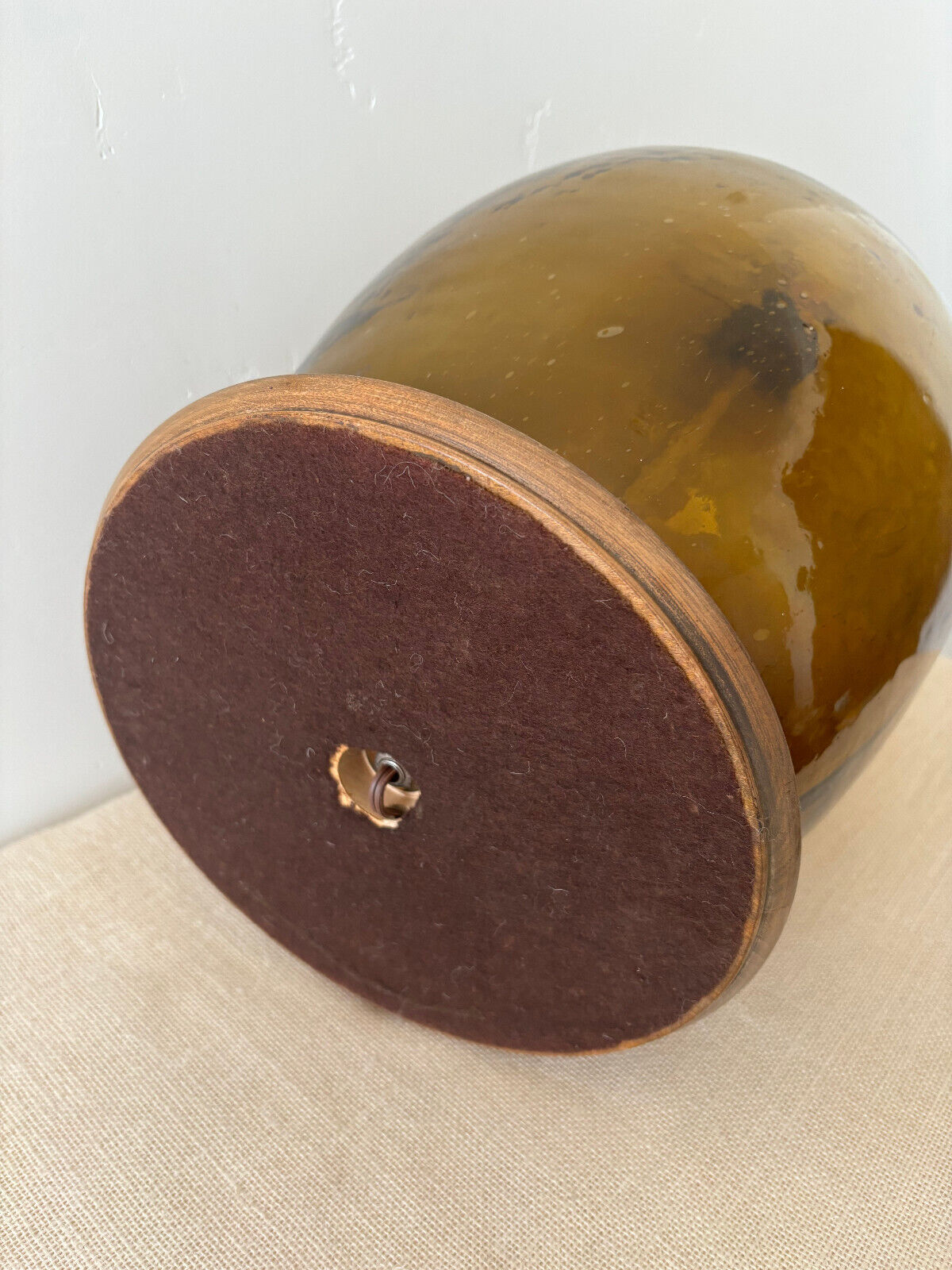 Demijohn or Carboy brown blown glass Lamp