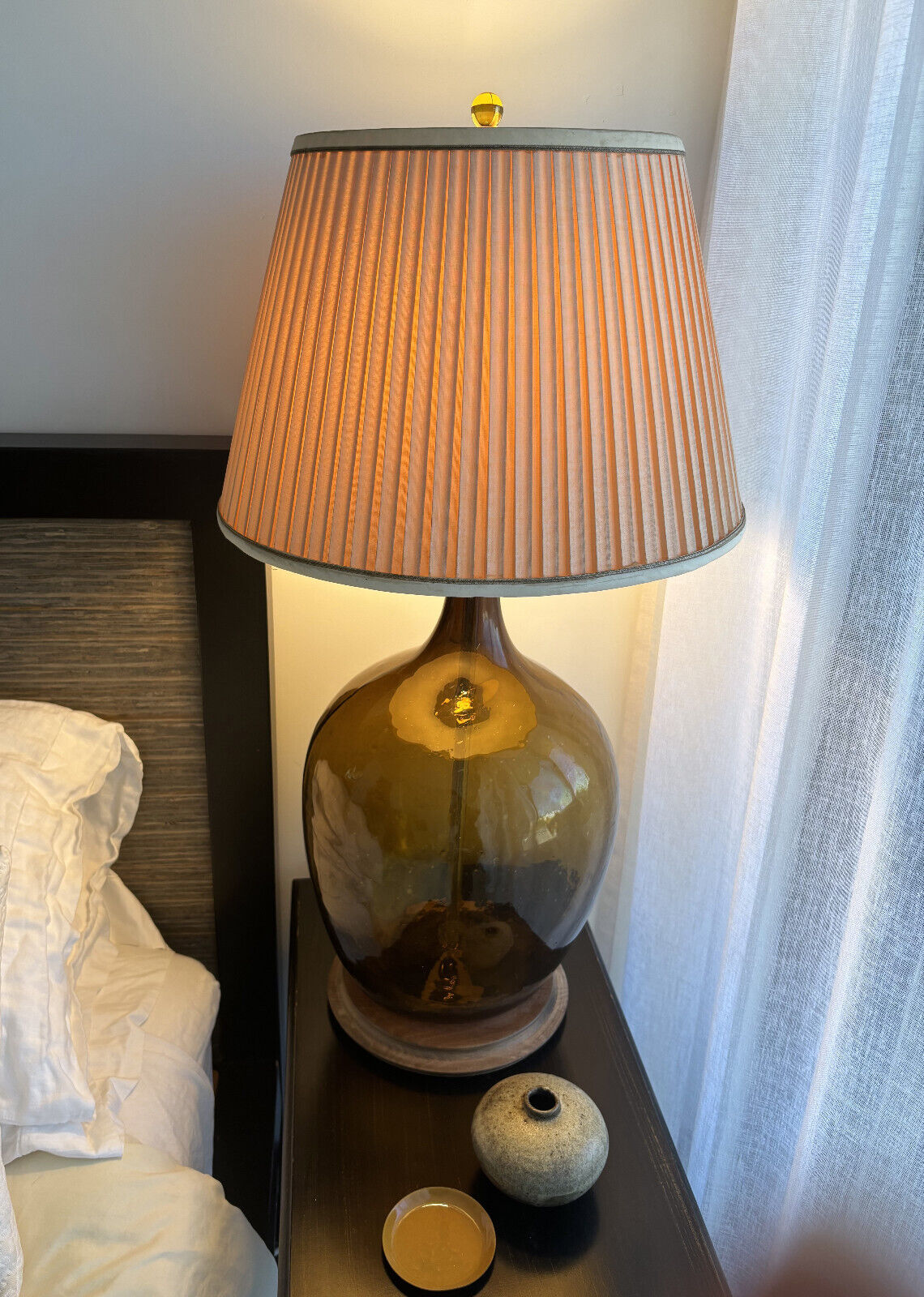 Demijohn or Carboy brown blown glass Lamp