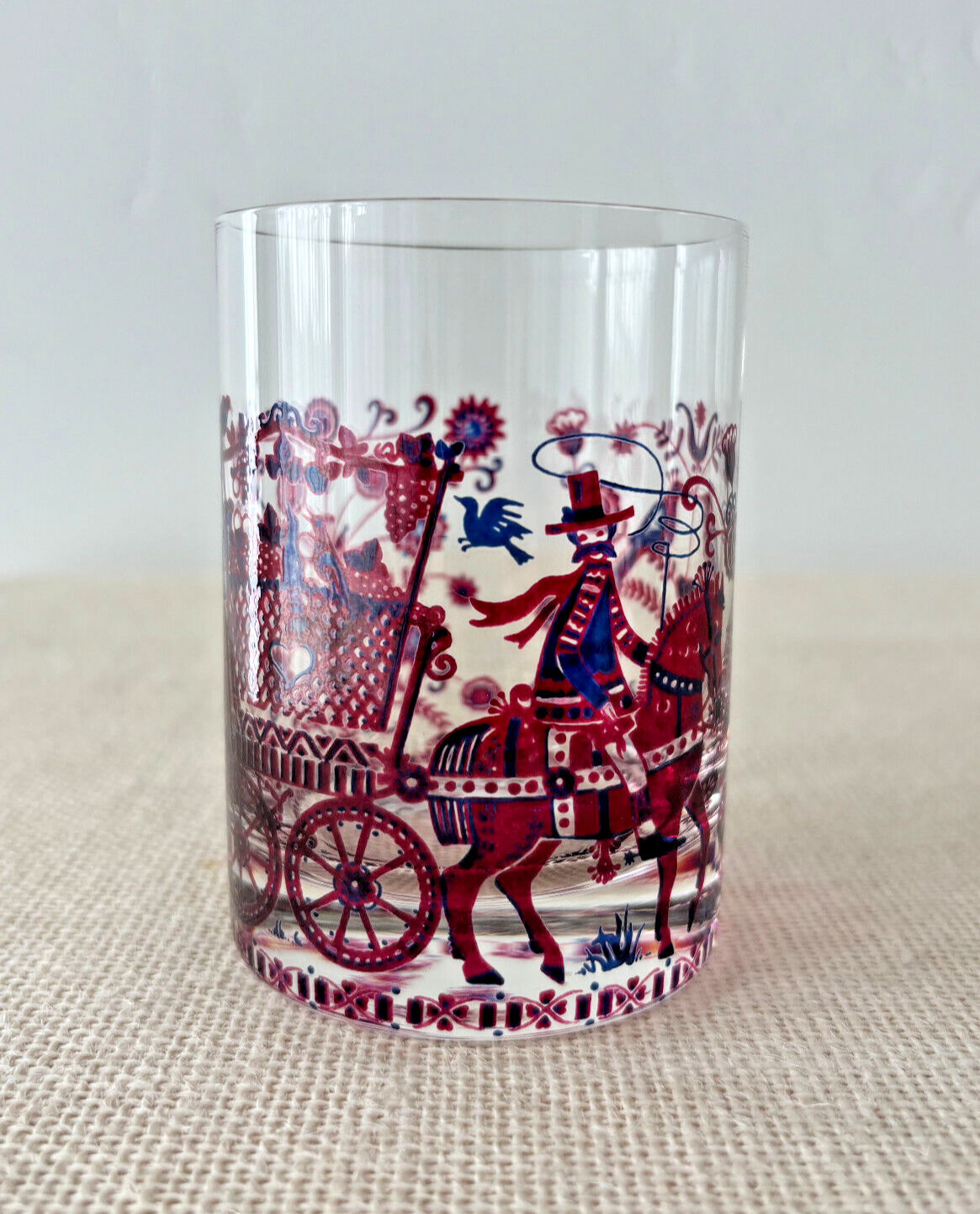 Kurt Hammer Folk Art drinking Glass with Wine Harvest motif
