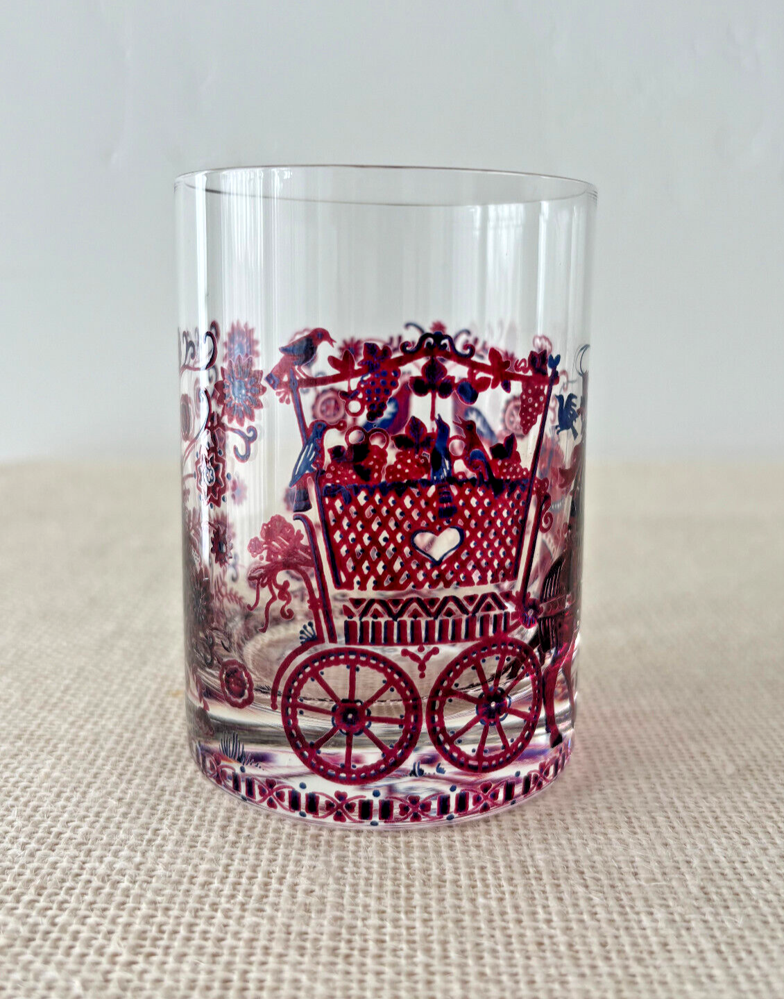 Kurt Hammer Folk Art drinking Glass with Wine Harvest motif