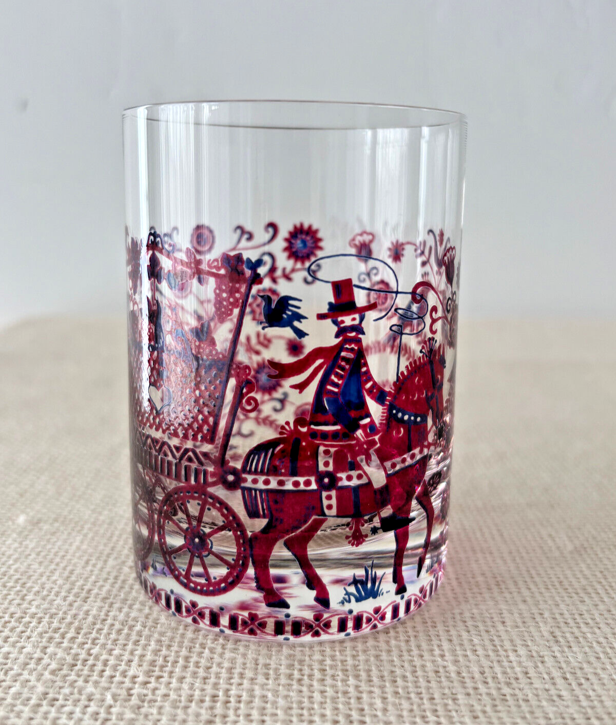 Kurt Hammer Folk Art drinking Glass with Wine Harvest motif