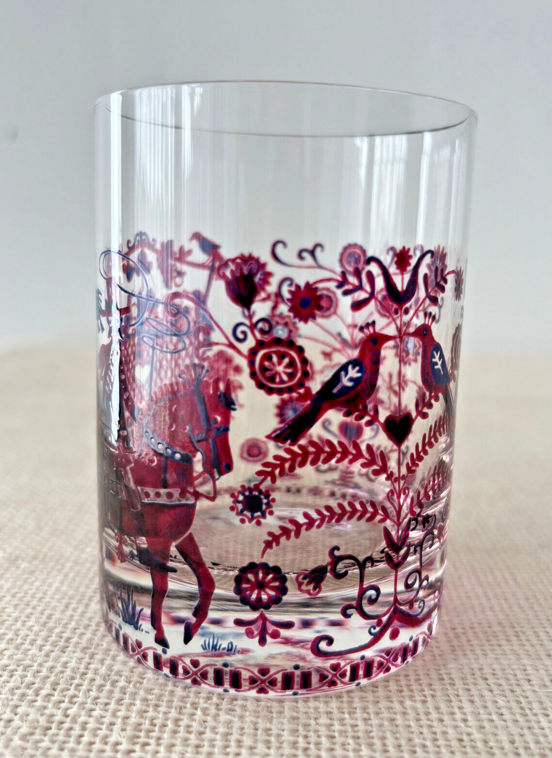 Kurt Hammer Folk Art drinking Glass with Wine Harvest motif