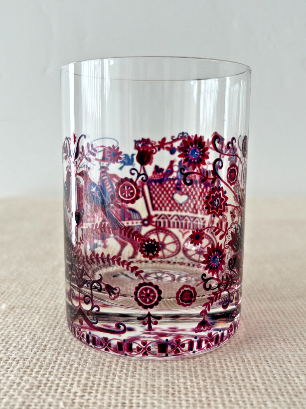 Kurt Hammer Folk Art drinking Glass with Wine Harvest motif