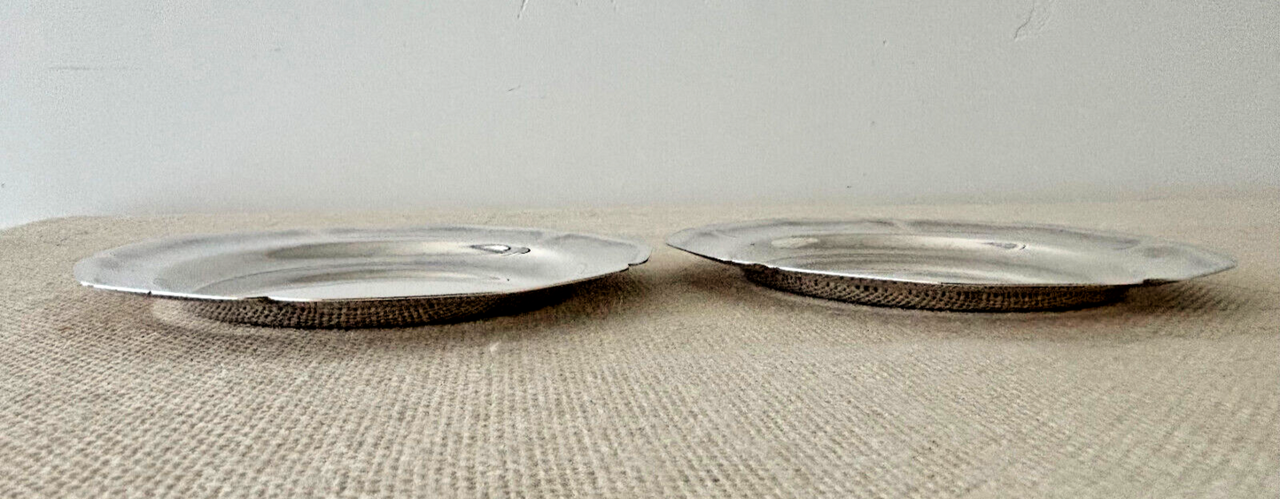 Pair of scalloped silver plate Wine Coasters or Trinket Trays