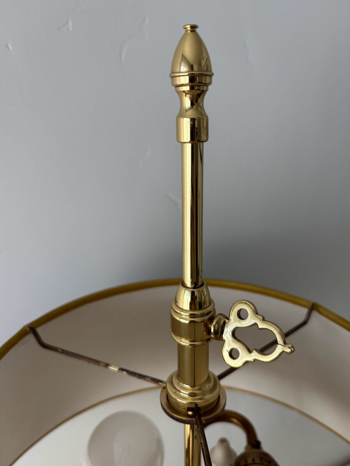 Baldwin Brass Serpentine Bouillotte Adjustable Two Arm Candlestick Lamp w/ Shade