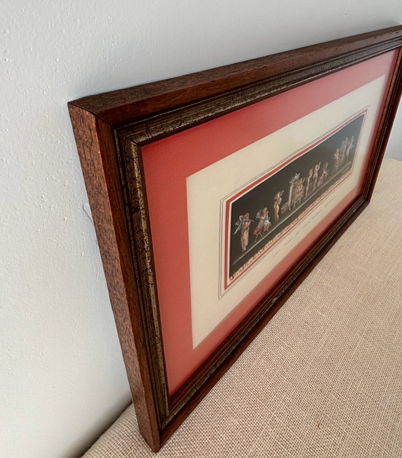 Mid Century Watercolor POMPEII fresco by M Cirillo Framed