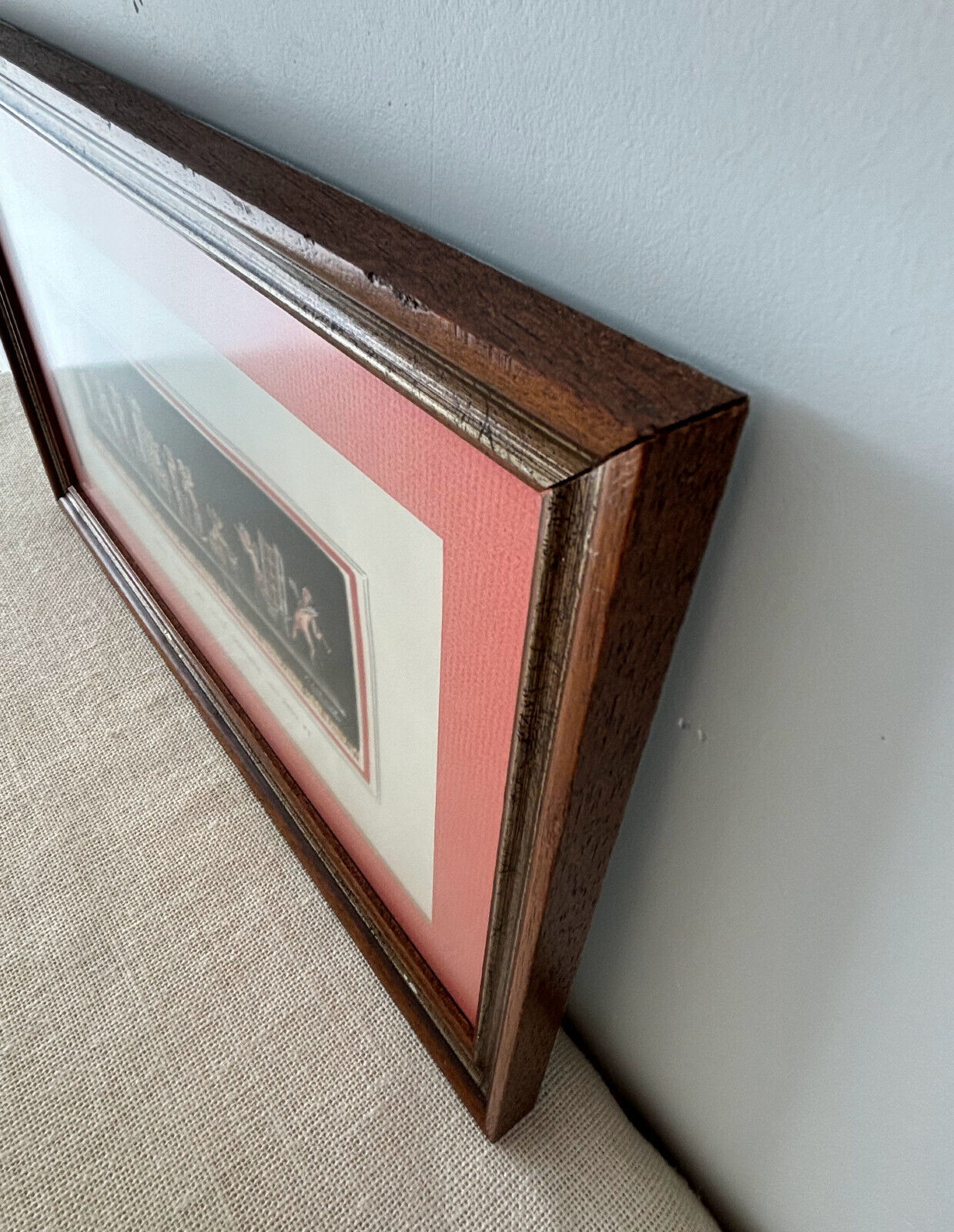 Mid Century Watercolor POMPEII fresco by M Cirillo Framed
