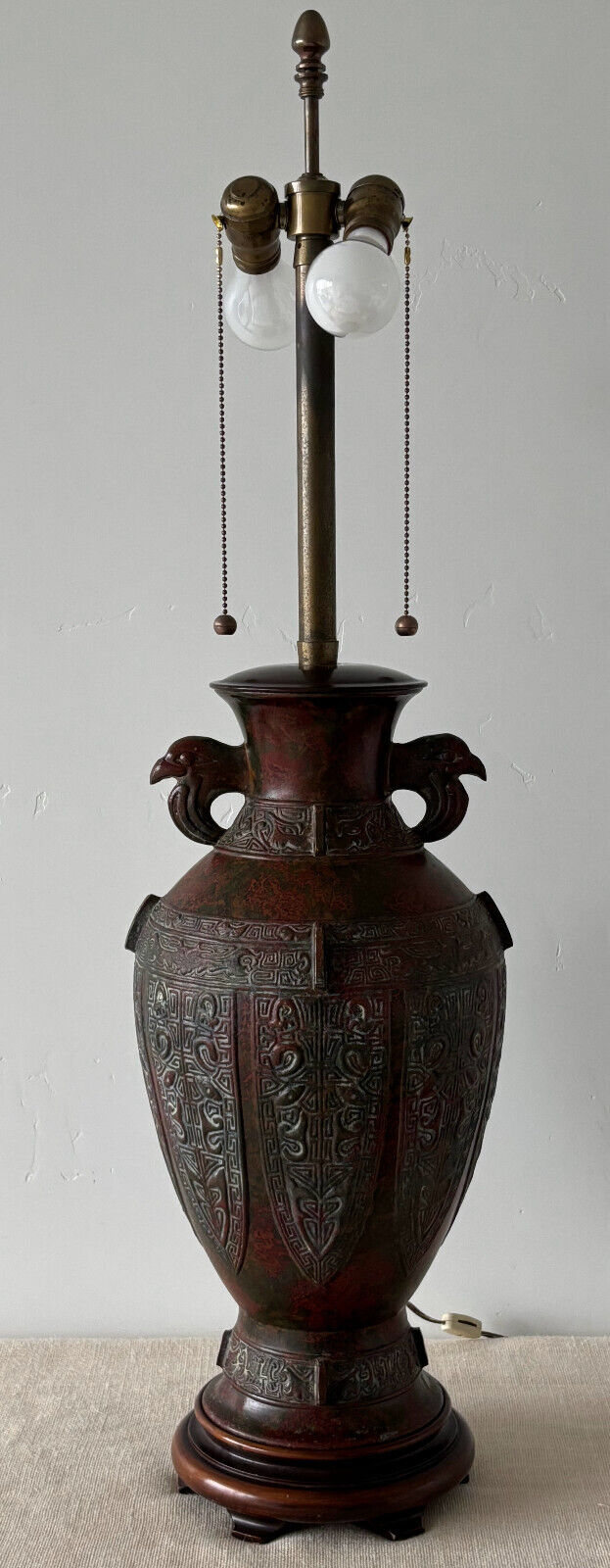 Marbro Verdigris Patina Chinese Jar Table Lamp