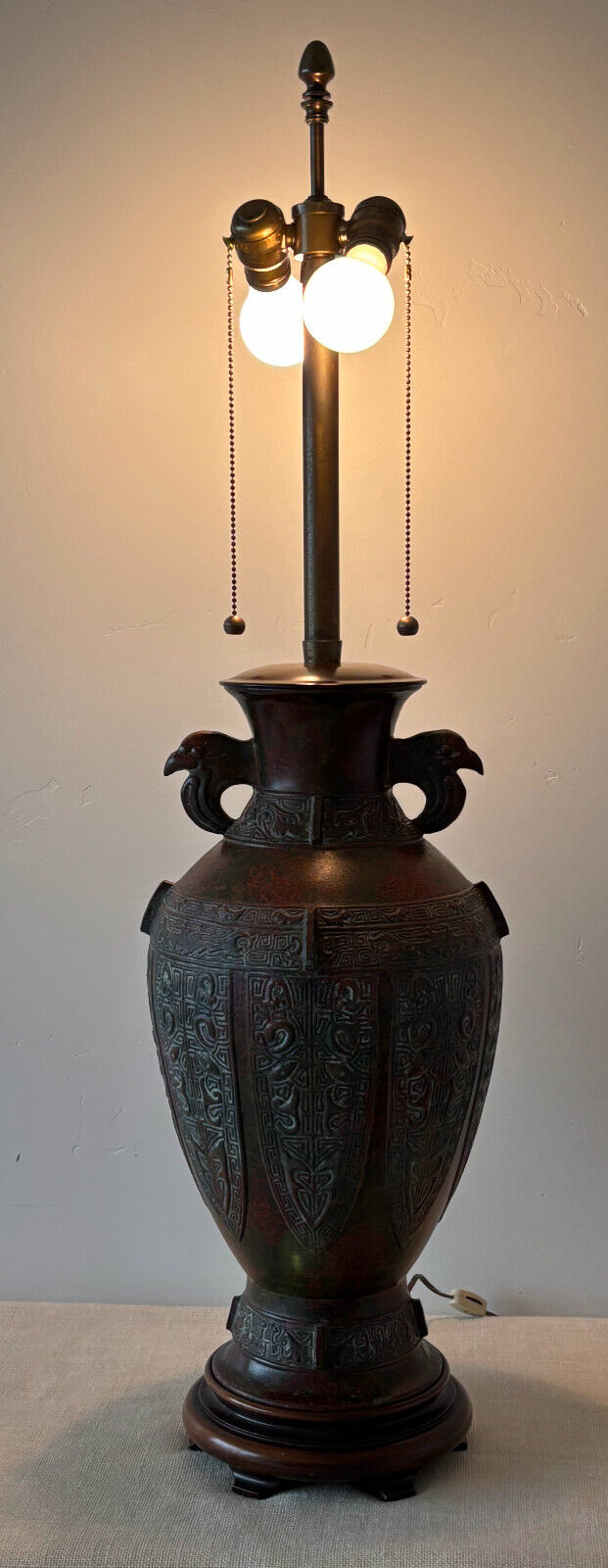 Marbro Verdigris Patina Chinese Jar Table Lamp