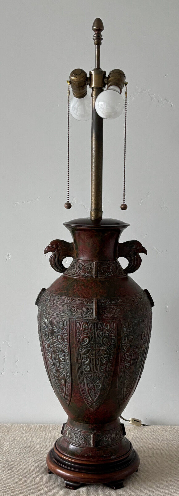 Marbro Verdigris Patina Chinese Jar Table Lamp